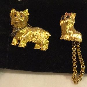 Old Joan Rivers Yorkie pin set